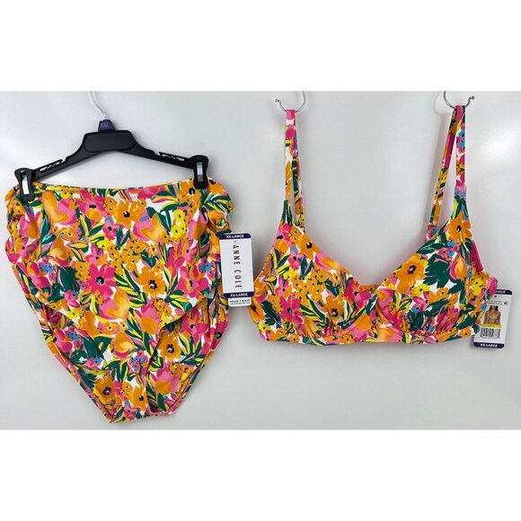 Anne Cole Swimsuit Bikini Two Piece Sunshine Floral Size XXL UPF 50 - Picture 2 of 14